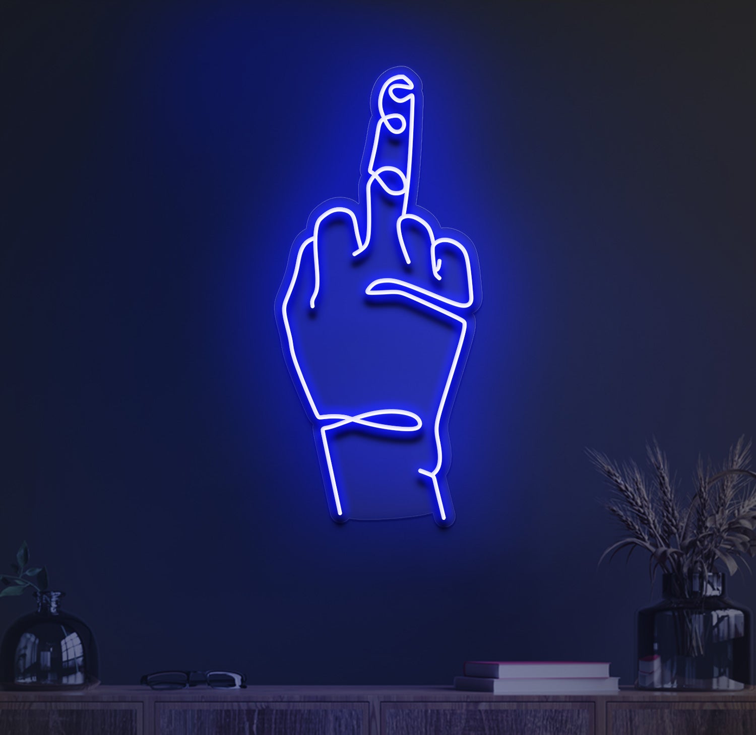 middle finger neon sign