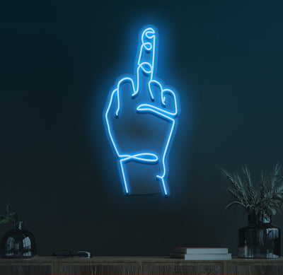 middle finger neon sign