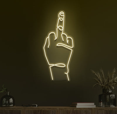 middle finger neon sign