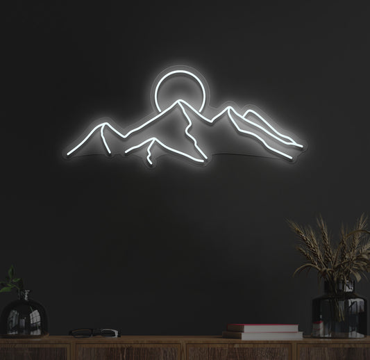 mountains sunset neon sign