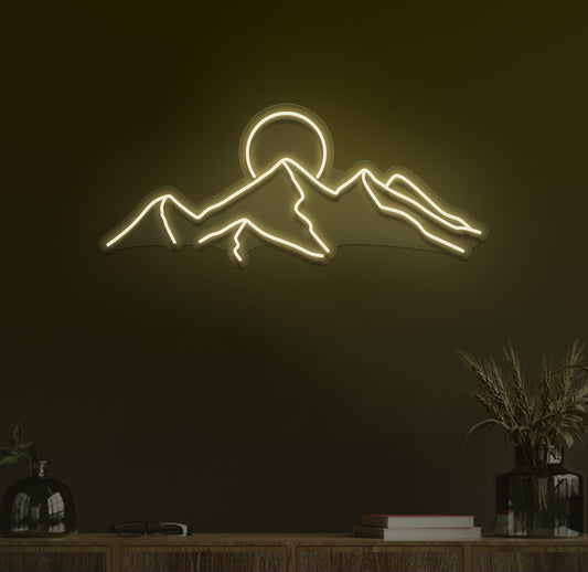 mountains sunset neon sign