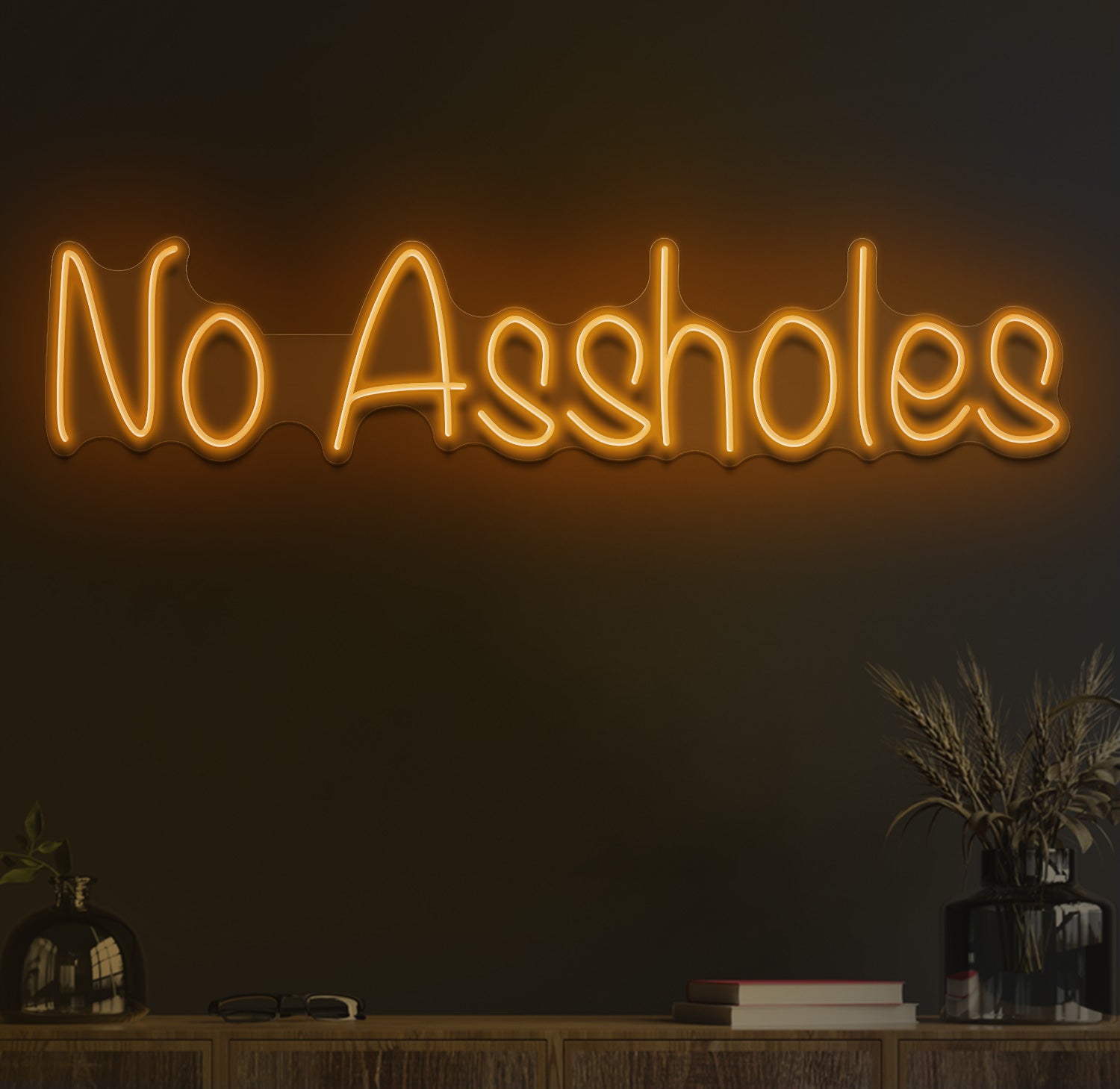 No assholes neon sign