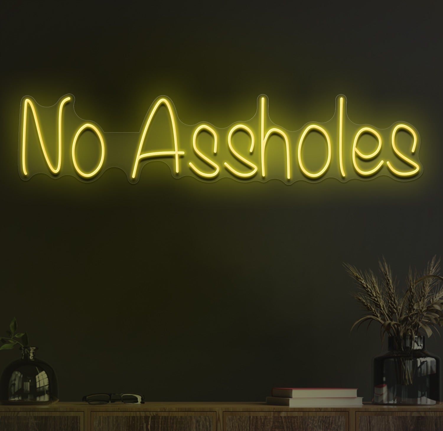 No assholes neon sign