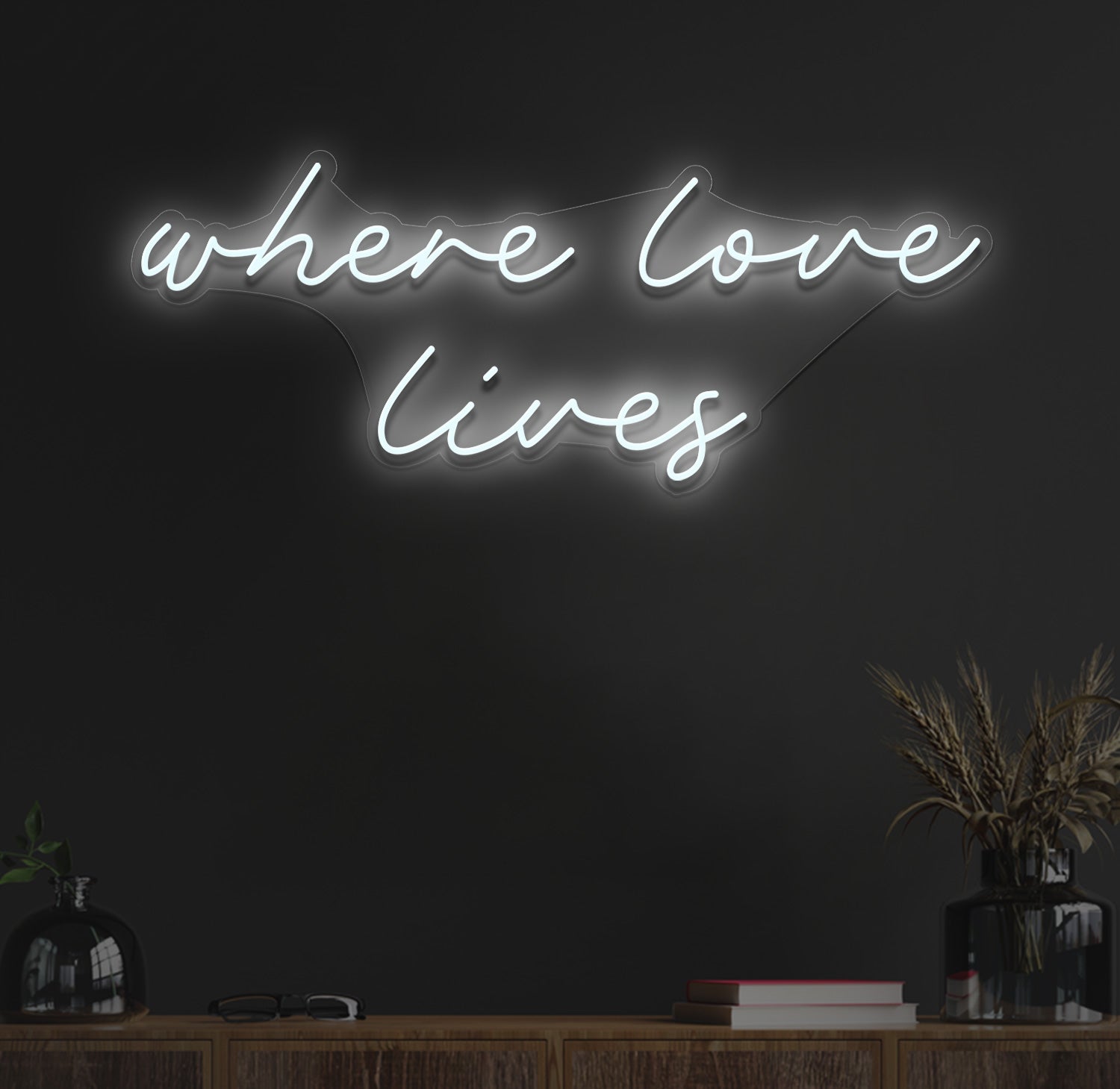 Where love lives neon sign