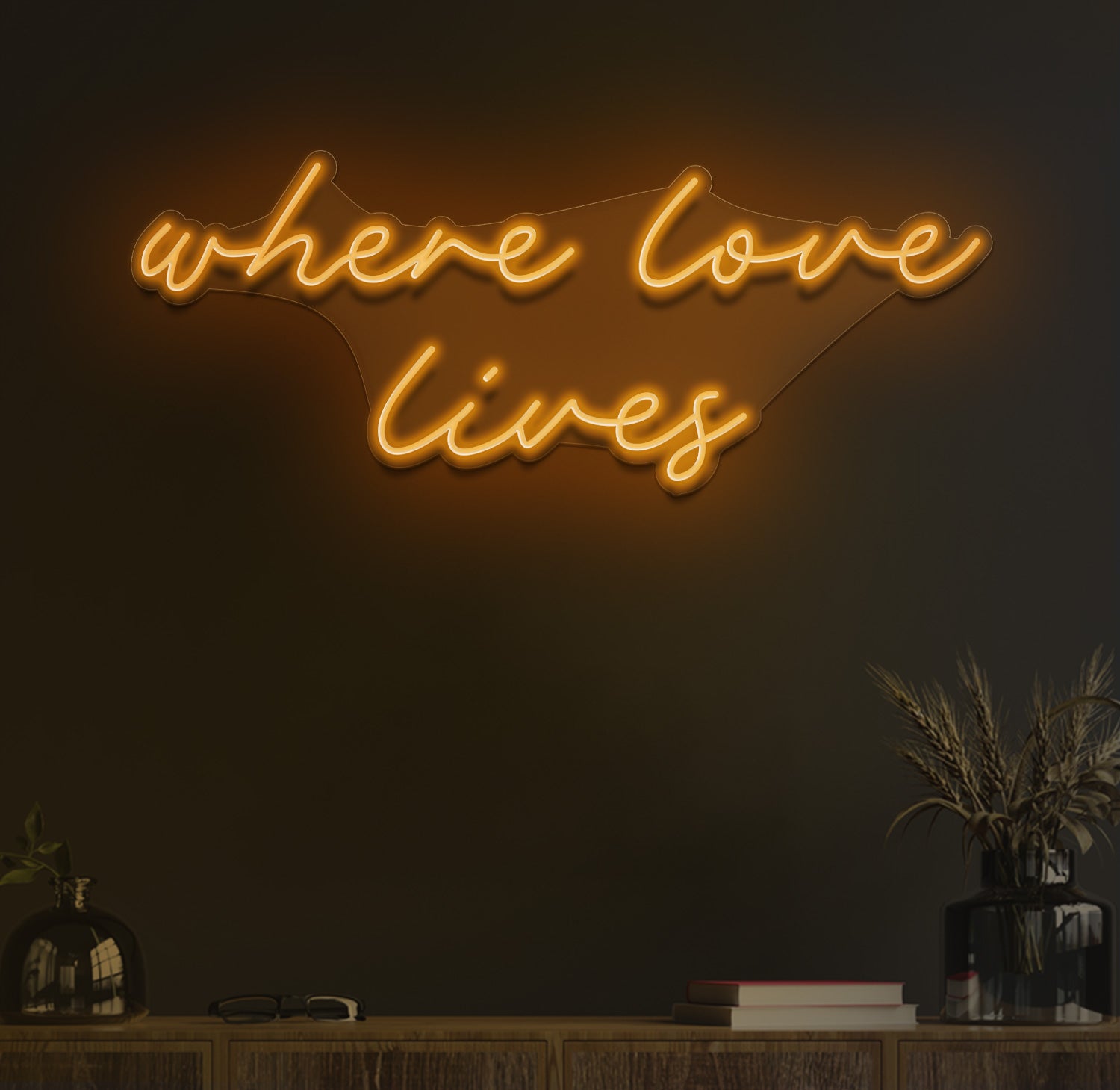 Where love lives neon sign