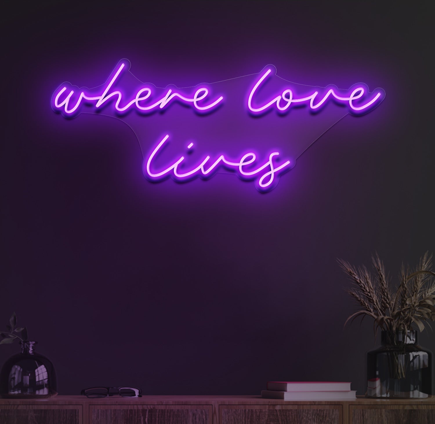 Where love lives neon sign