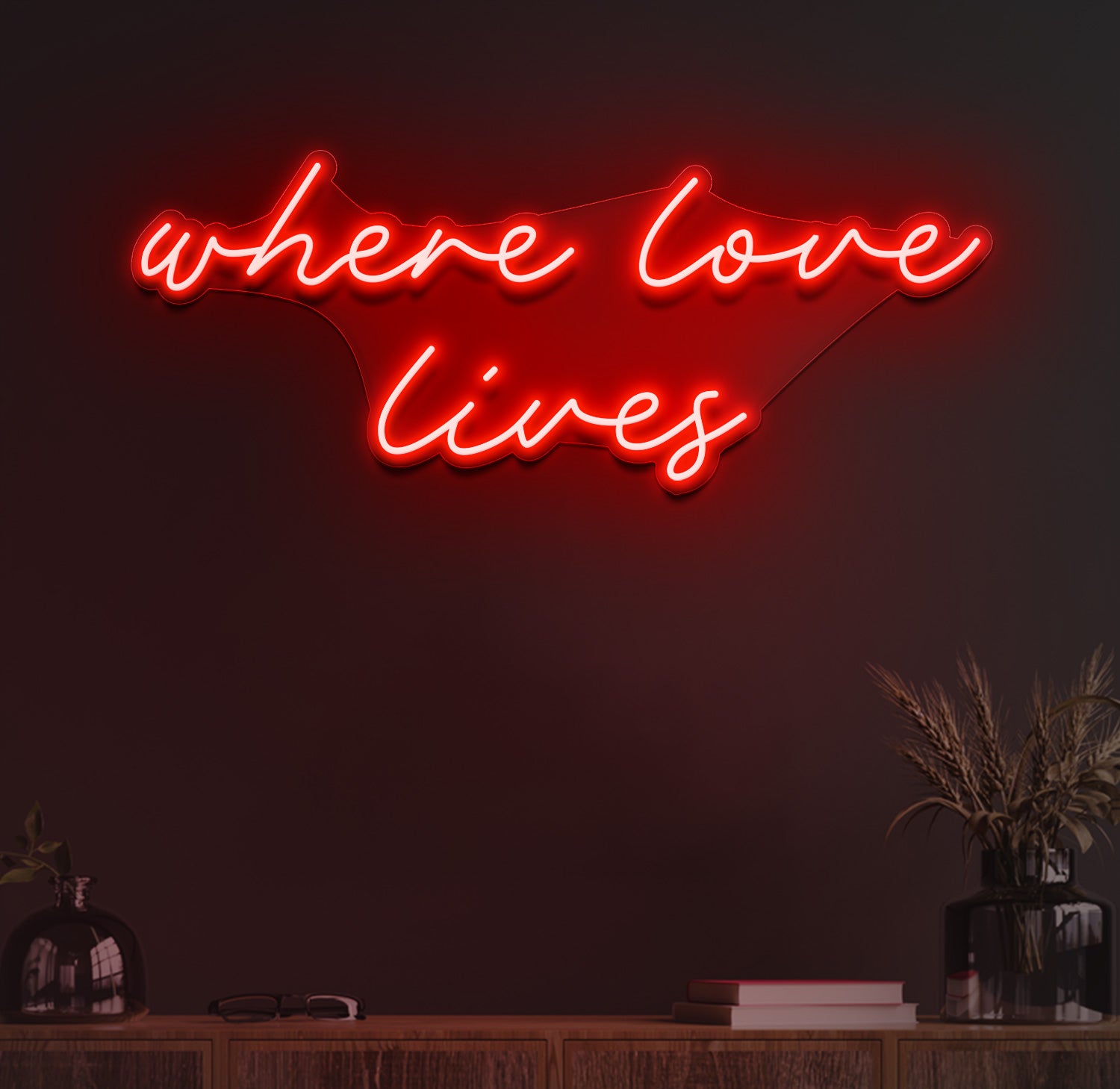 Where love lives neon sign