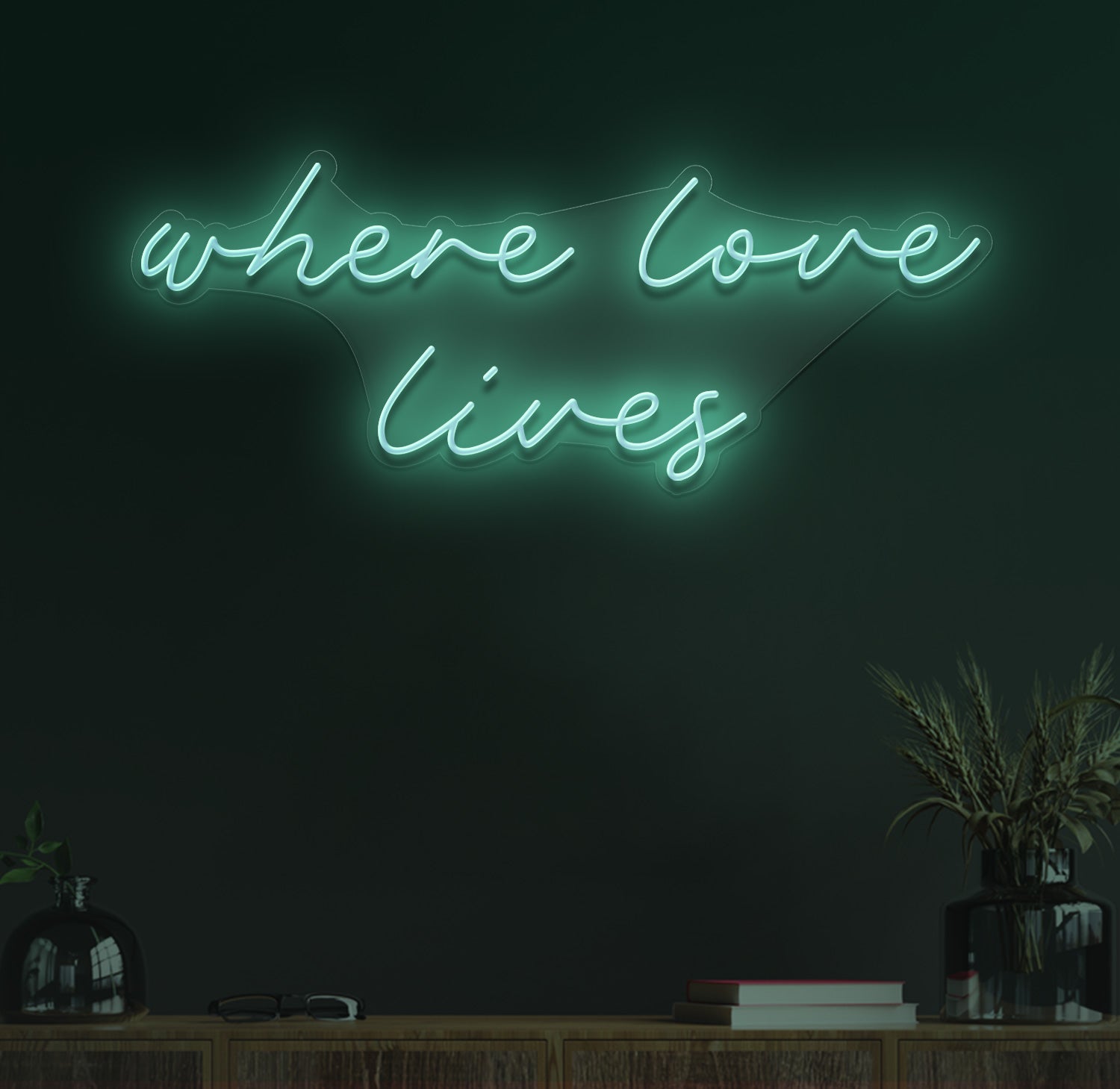 Where love lives neon sign