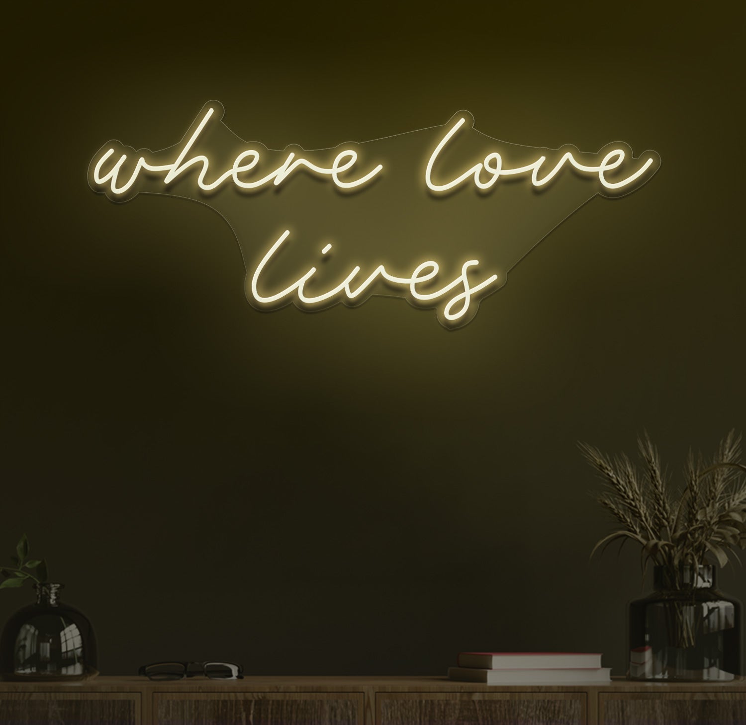 Where love lives neon sign