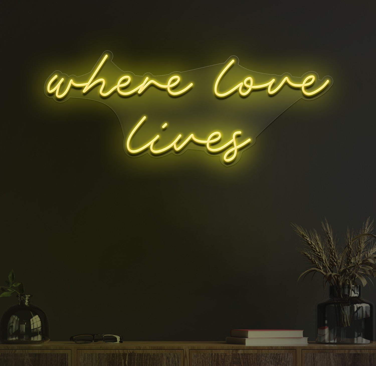 Where love lives neon sign