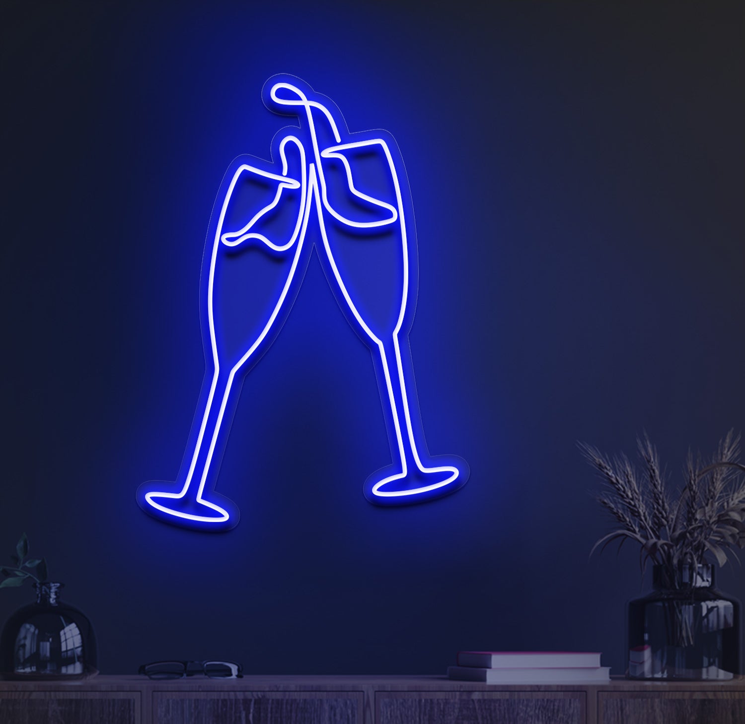 Champagne Glasses Neon Sign