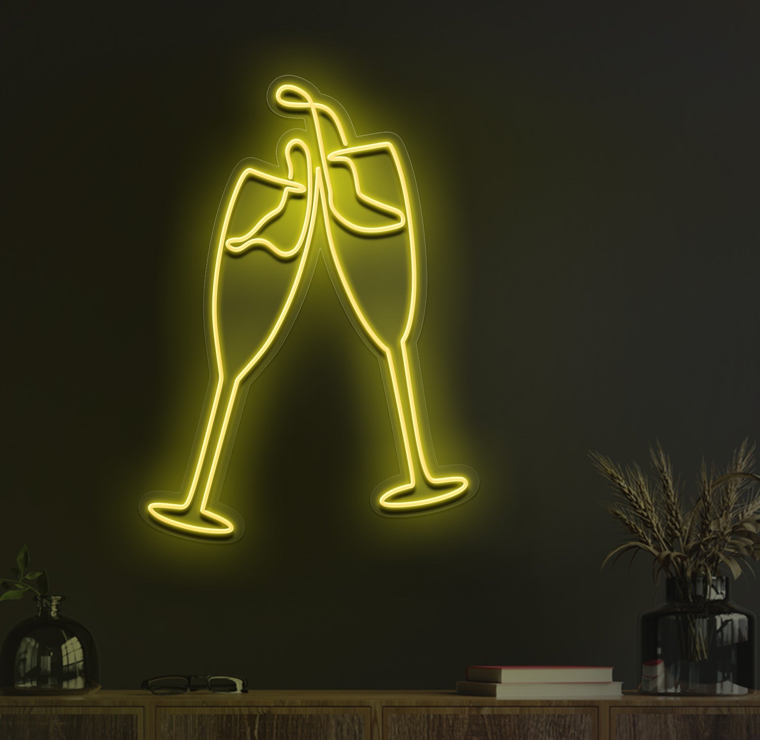 Champagne Glasses Neon Sign