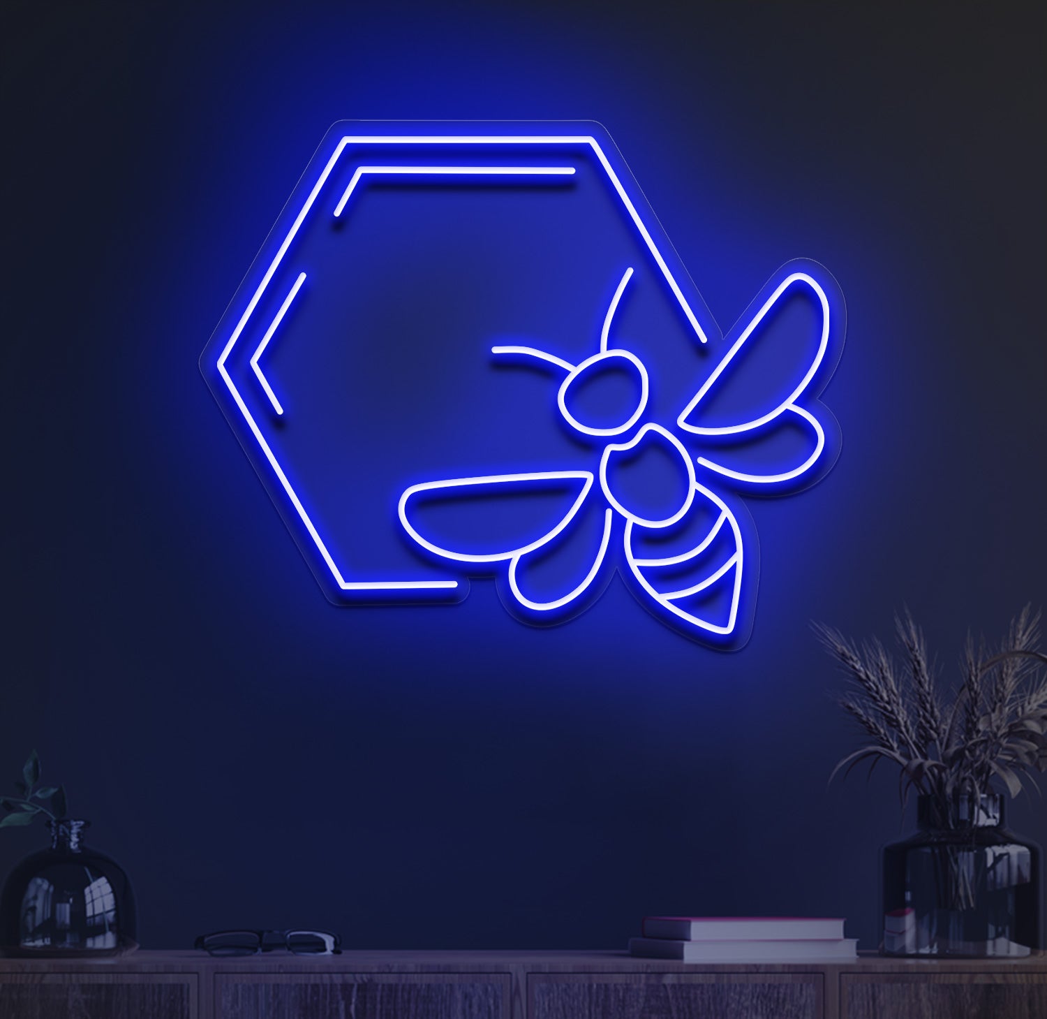 Honeycomb bee neon sign