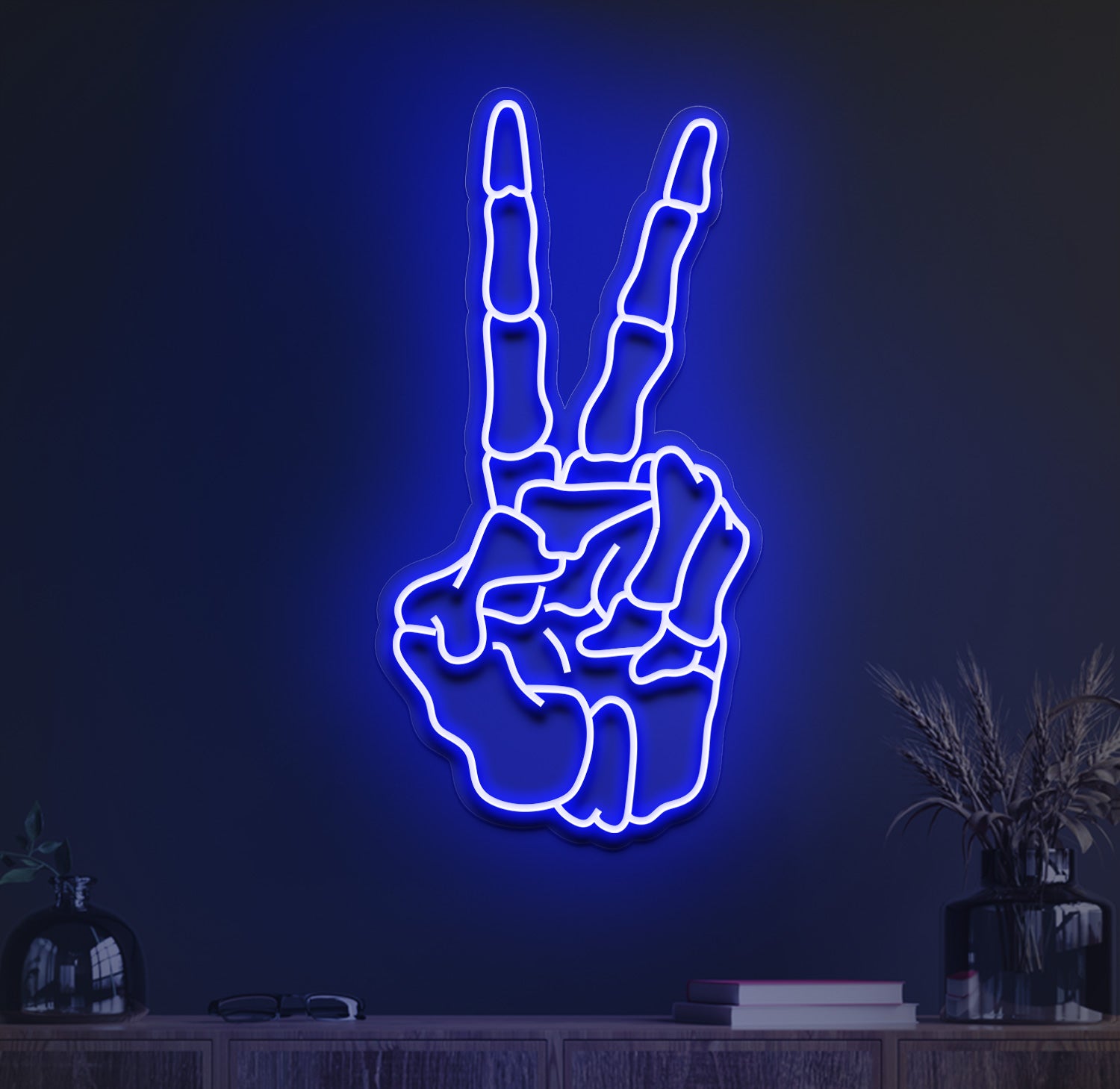 Skeleton Peace Neon Sign