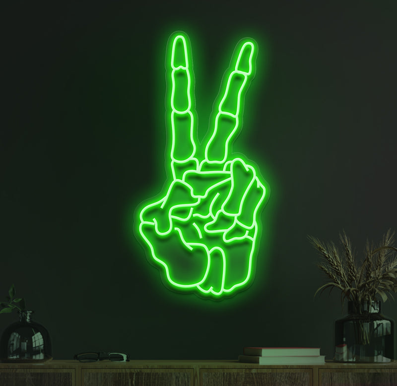 Skeleton Peace Neon Sign