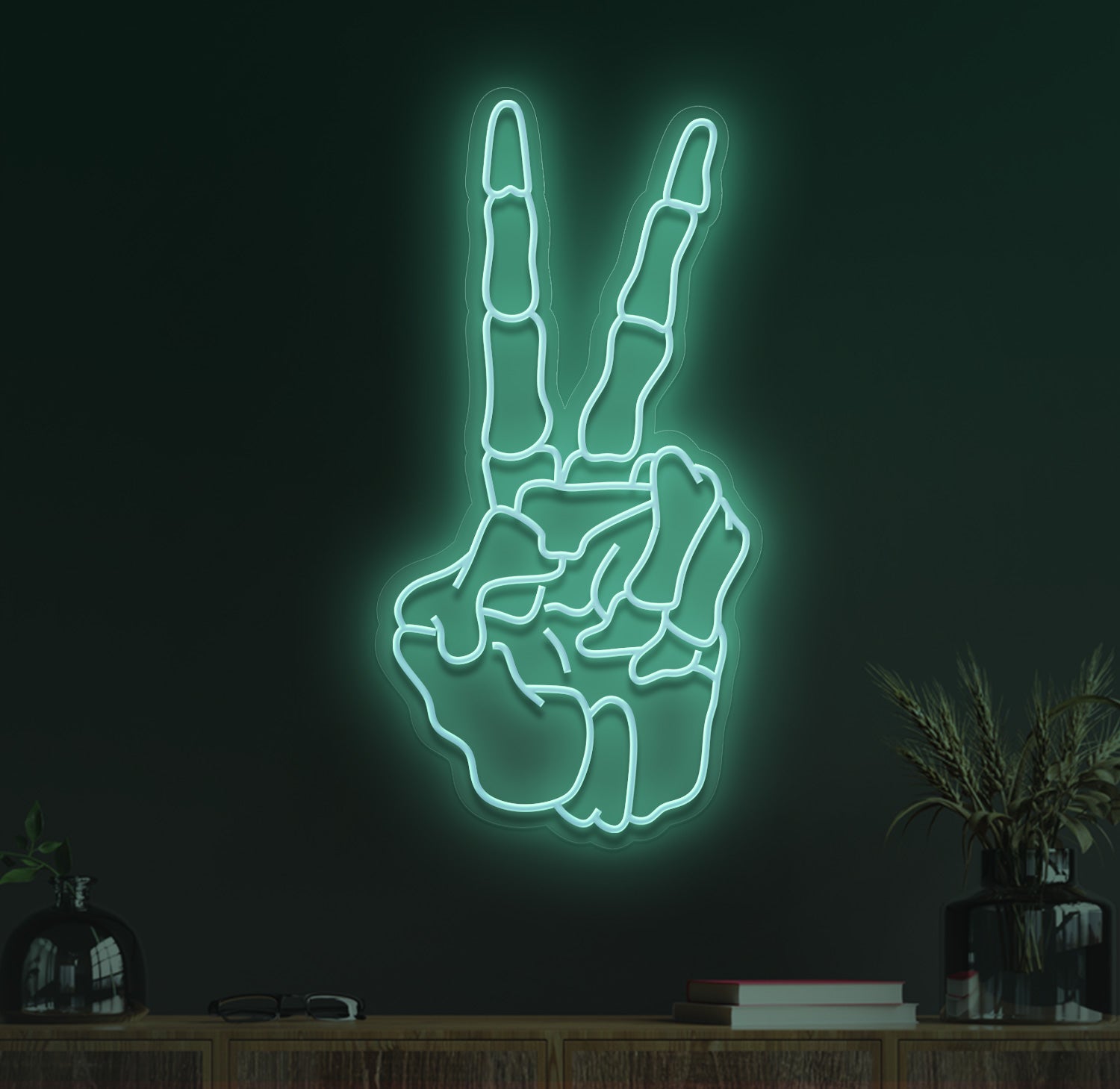 Skeleton Peace Neon Sign